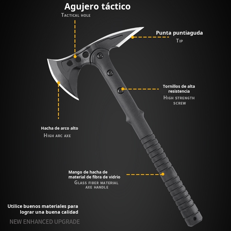 Hacha táctica multifuncional, cuchillo de hacha de montaña, arma de supervivencia de autodefensa al