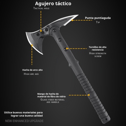 Hacha táctica multifuncional, cuchillo de hacha de montaña, arma de supervivencia de autodefensa al