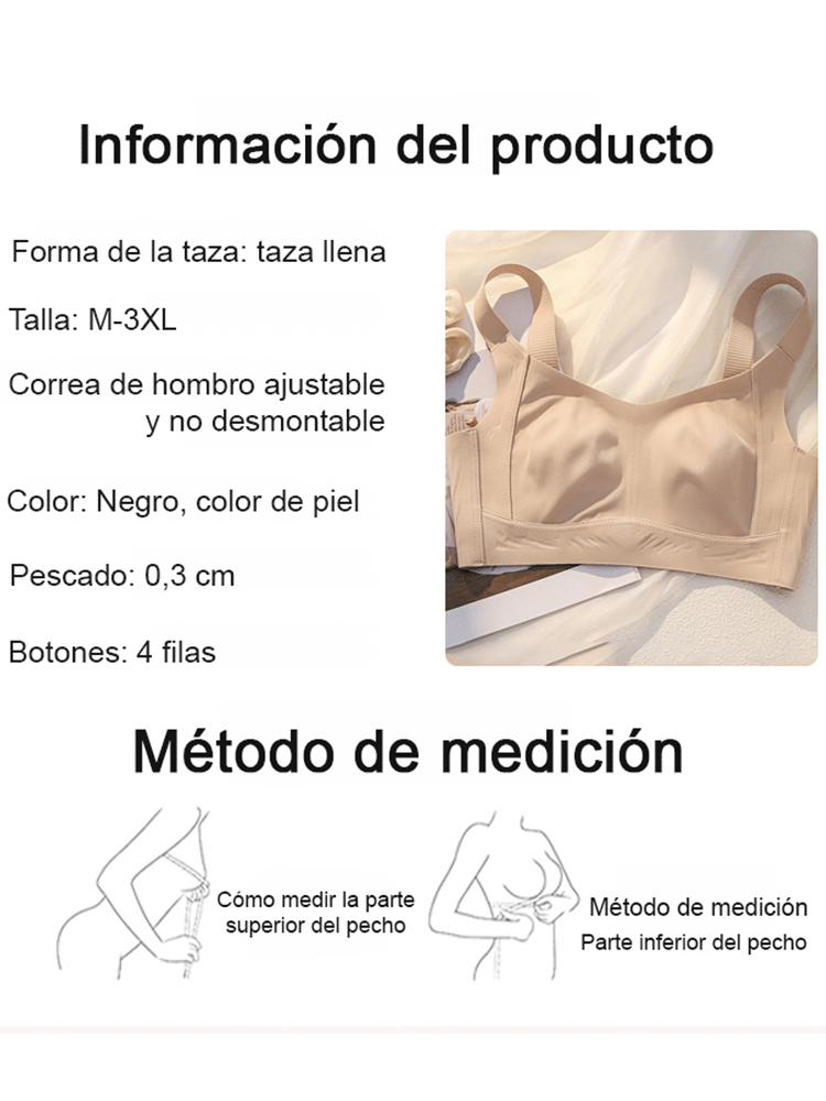 [Los pechos grandes se ven más pequeños] Sujetador sin costuras y agradable para la piel.
