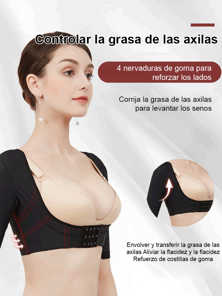 Body de manga corta con efecto push-up y moldeador de brazos con cafeína en los laterales.