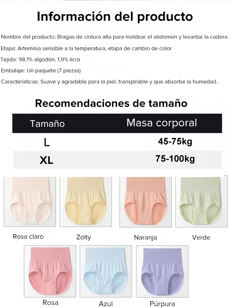 Bragas antibacterianas de artemisa con cintura alta, control de abdomen y levantamiento de glúteos