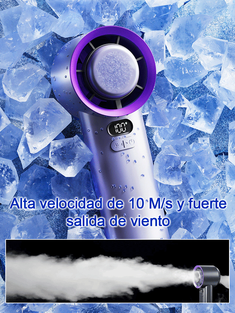 Ventilador portátil con compresa de hielo turbo.