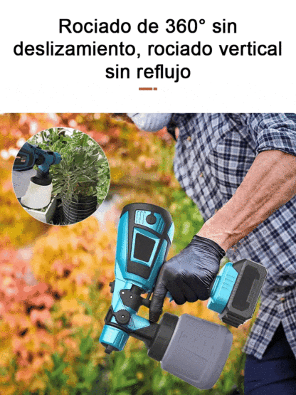 Pistola de pulverización inalámbrica de litio con máquina de pulverización separada.
