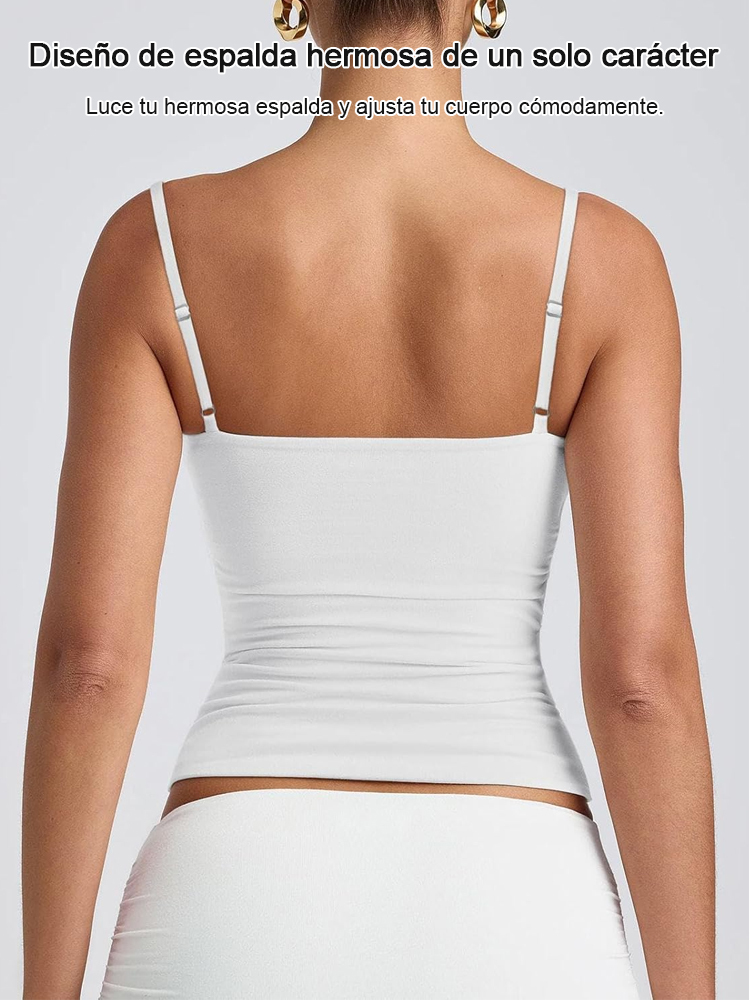 Camisola con escote en V, relleno de sujetador y espalda en U grande
