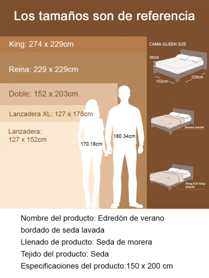 Manta de seda fresca y transpirable con bordados para un verano refrescante