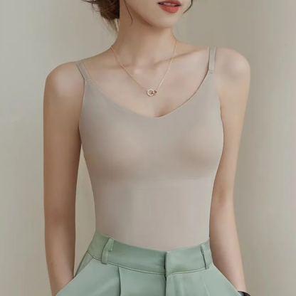 Camisola con escote en V, relleno de sujetador y espalda en U grande