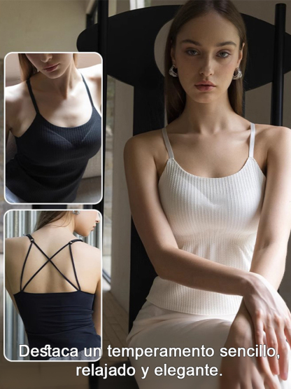 【Cubrir el abdomen y adelgazar】Camiseta con almohadilla para el pecho que no se desplaza.