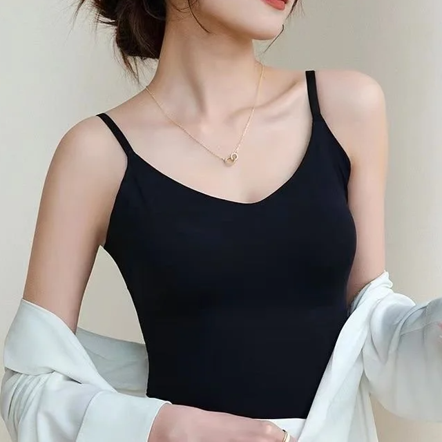 Camisola con escote en V, relleno de sujetador y espalda en U grande