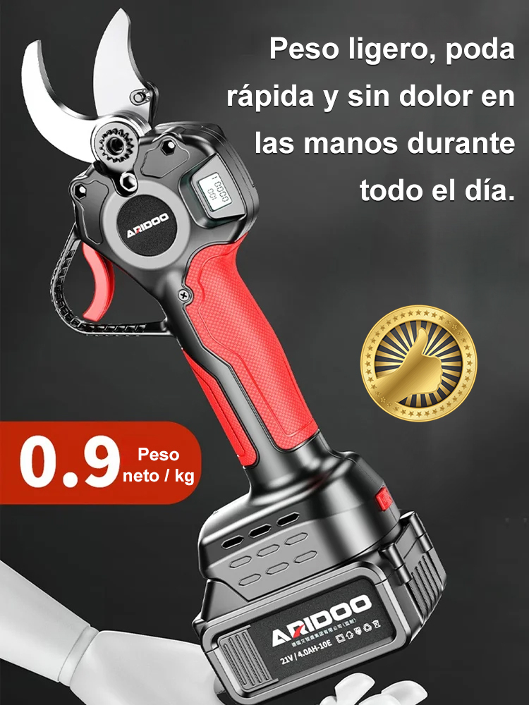 Tijeras de podar con batería de litio.