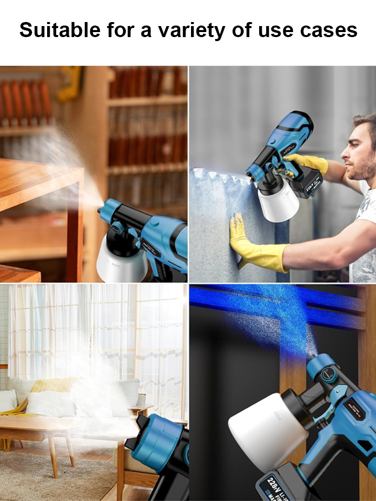 "German-imported lithium battery spray gun, equipped with a 21V battery providing 200 minutes of runtime. Bosch's 98% uniform atomization technology ensures more precise and effective material usage. 🔋🎨✨"