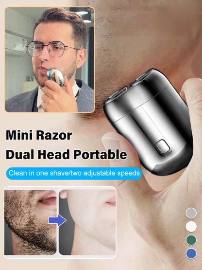 German imported blades 🇩🇪, 5-second quick shave ⏱️, dual-head contour design ✨, portable and washable 💧.