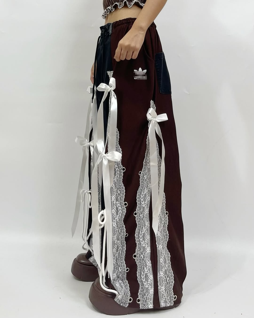 Very beautiful dark brown tailored ribbon pants