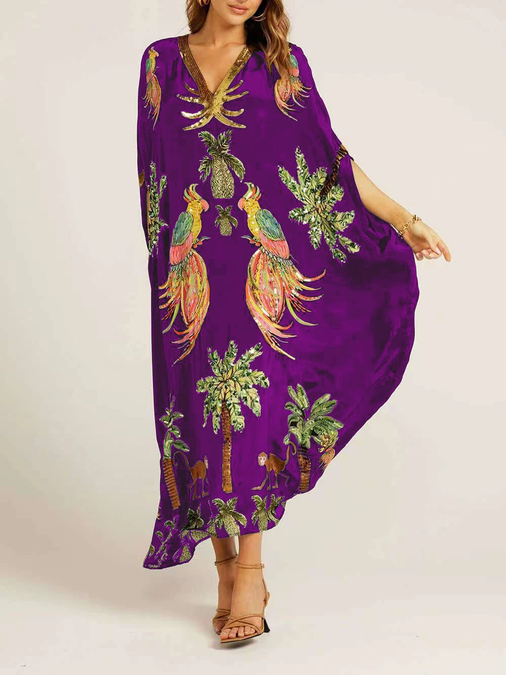 🎁This Week's Special Price $39.99💥V-neck Printed Loose Fashion Dress