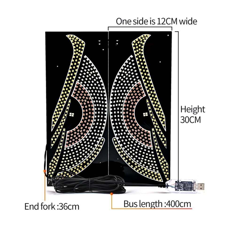 USB Dynamic Big Devil Eyes Light for Cars, Devil Eyes Light for Car Windshield, Flexible Dynamic LED Car Devil's Eyes Window Screen LED Display for Car Truck Window 