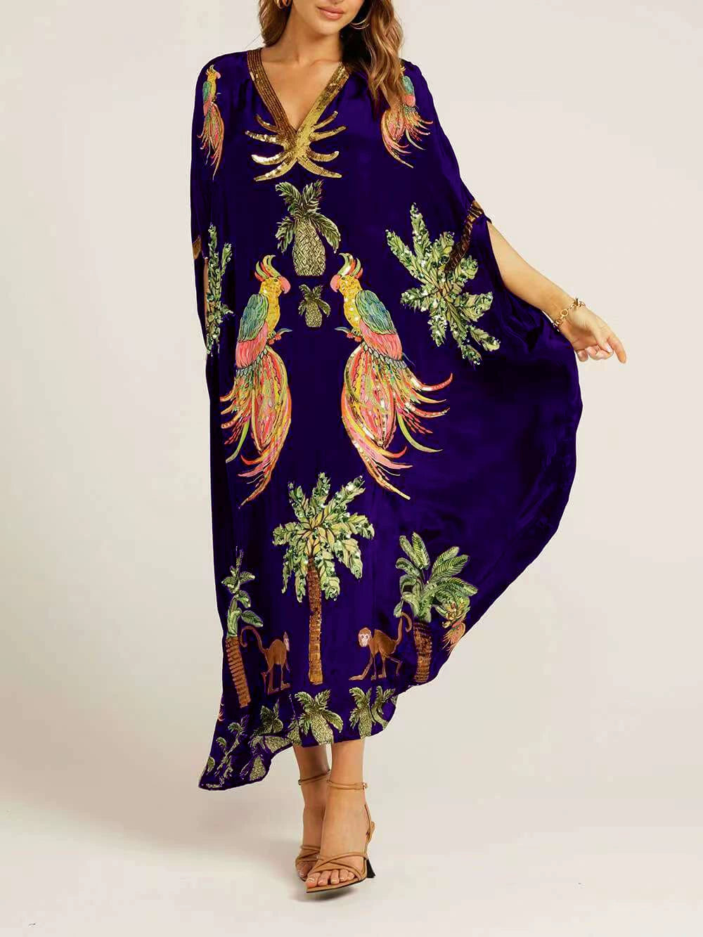 🎁This Week's Special Price $39.99💥V-neck Printed Loose Fashion Dress