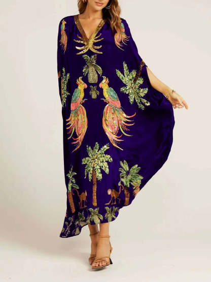 🎁This Week's Special Price $39.99💥V-neck Printed Loose Fashion Dress