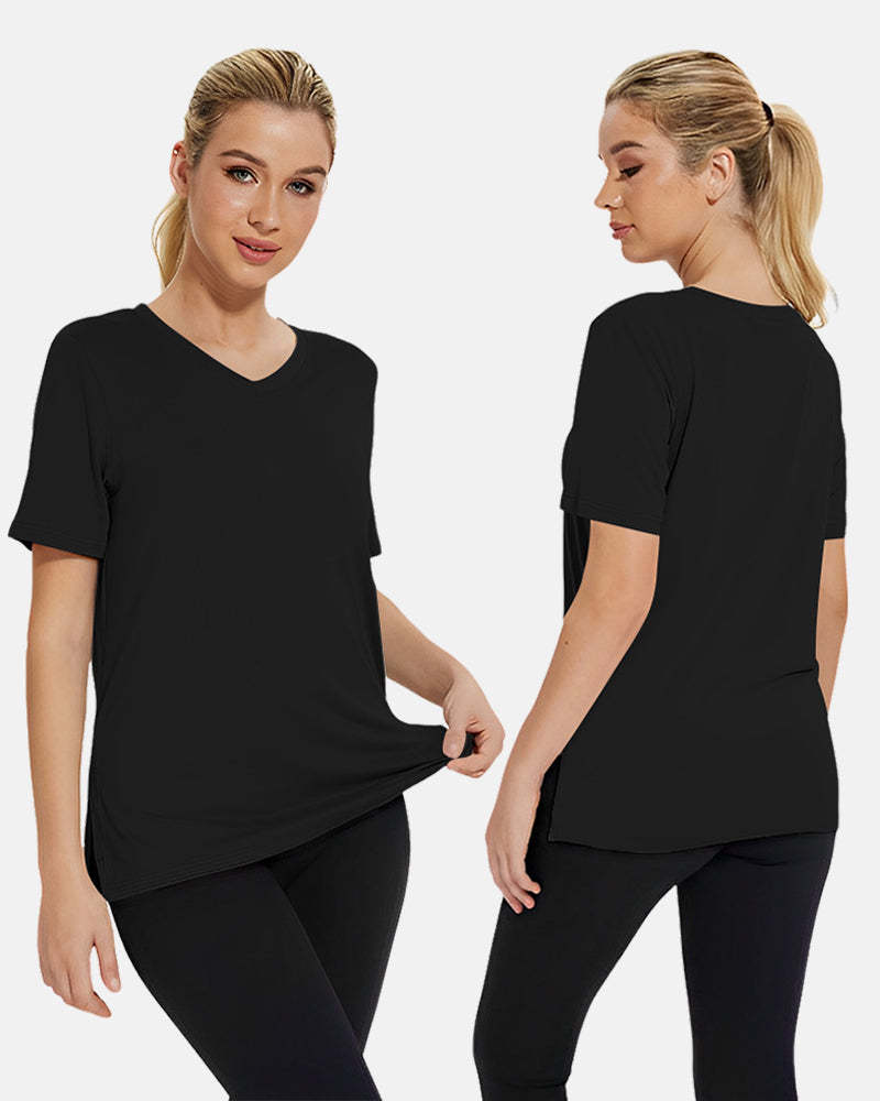 Women's Plus Size Basic Short Sleeve V-Neck T-Shirts
