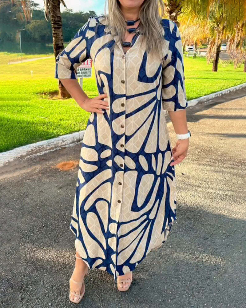 Fashion print shirt dress