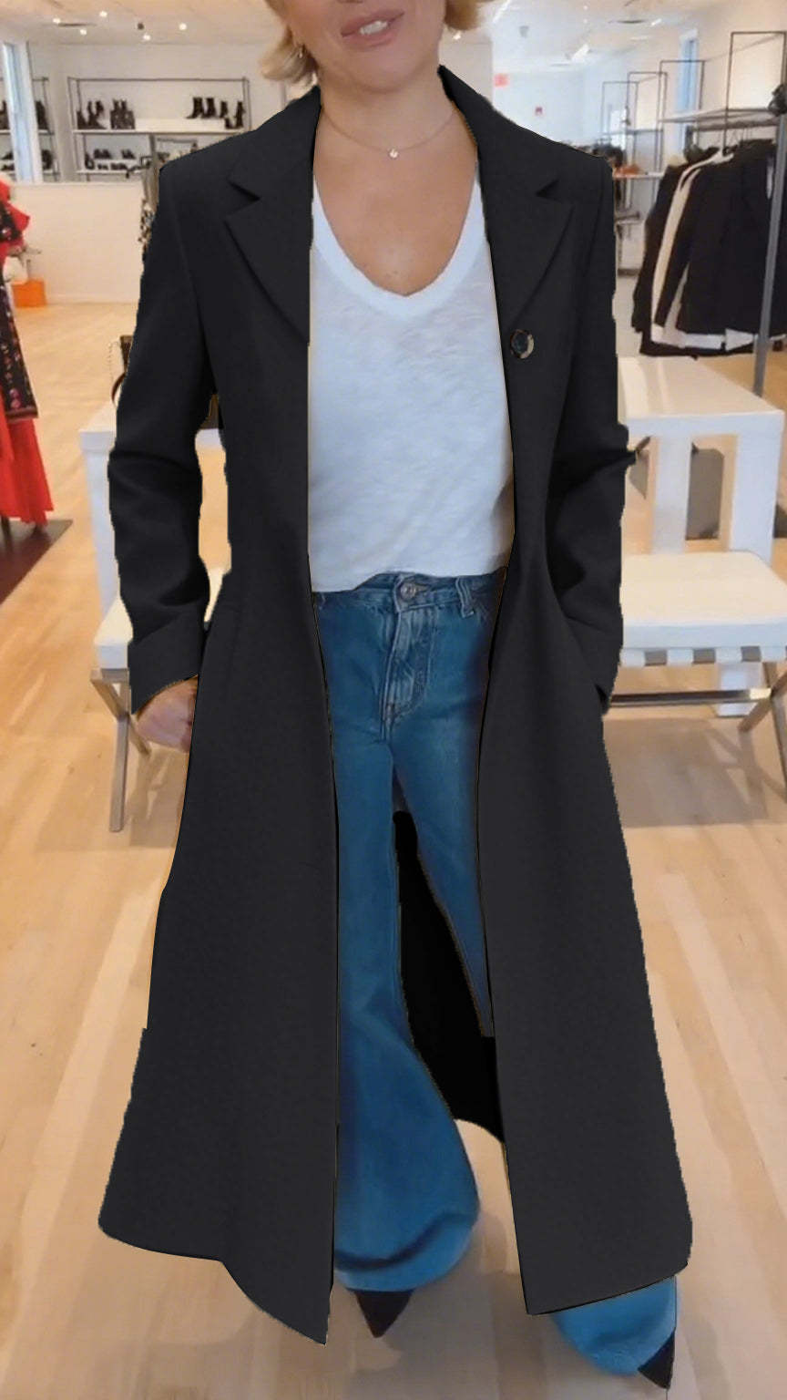 Women's Leopard Print Flared Coat | Lapel Collar Casual Outerwear