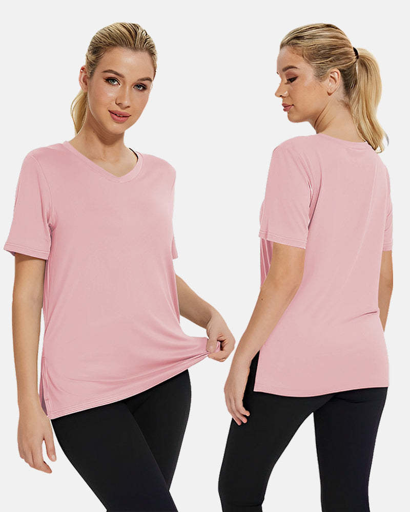 Women's Plus Size Basic Short Sleeve V-Neck T-Shirts