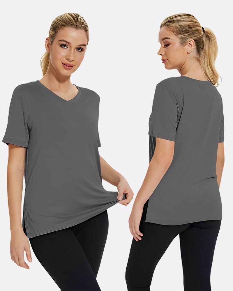 Women's Plus Size Basic Short Sleeve V-Neck T-Shirts