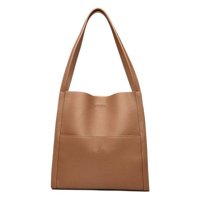 ⏰Solid color genuine leather shoulder bag