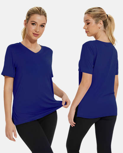 Women's Plus Size Basic Short Sleeve V-Neck T-Shirts