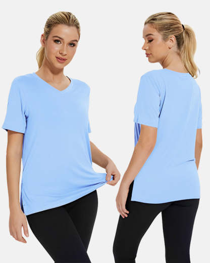 Women's Plus Size Basic Short Sleeve V-Neck T-Shirts