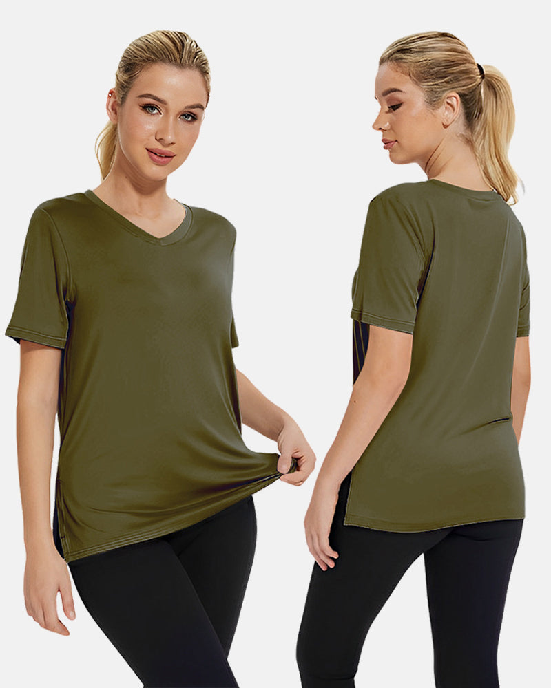 Women's Plus Size Basic Short Sleeve V-Neck T-Shirts
