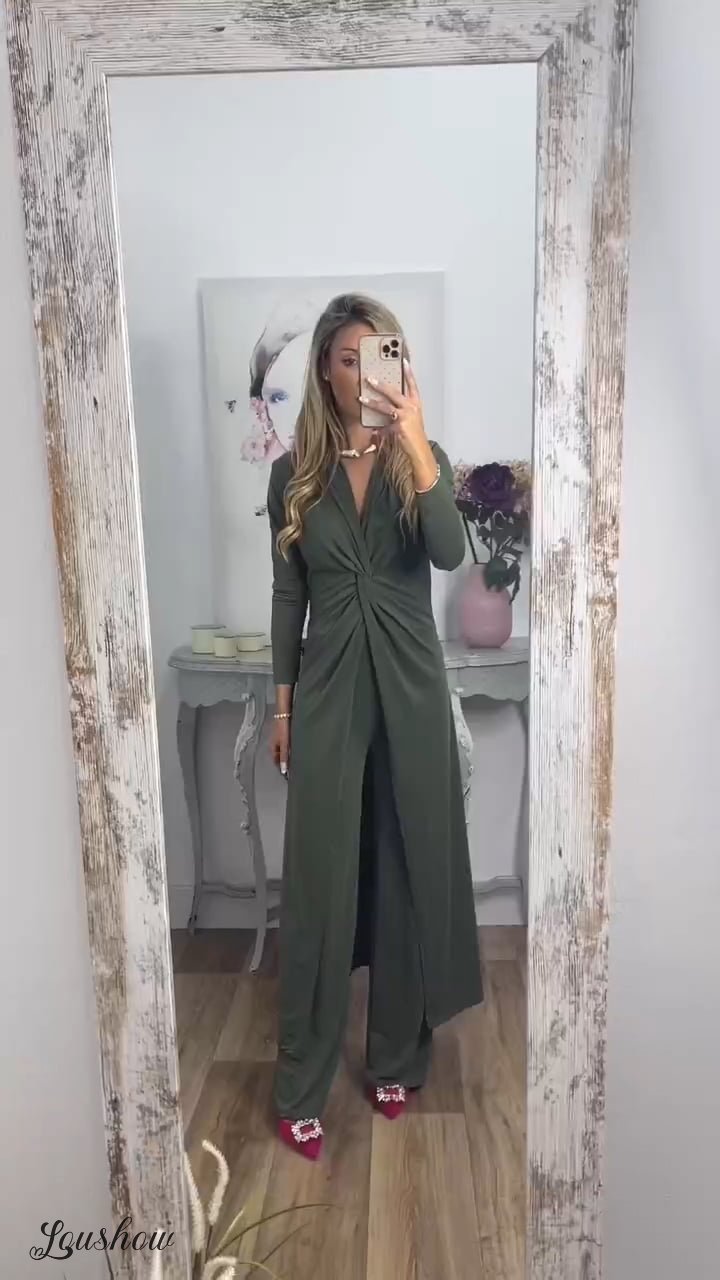 Casual 2 Pieces Suit With Long Top Matching Trouser