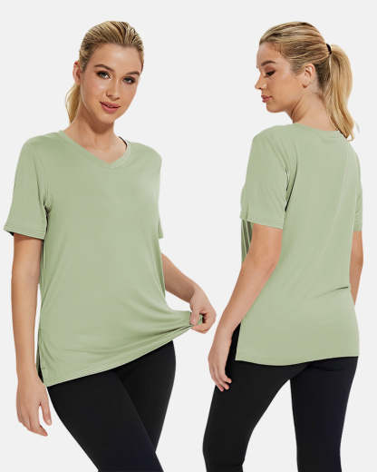 Women's Plus Size Basic Short Sleeve V-Neck T-Shirts