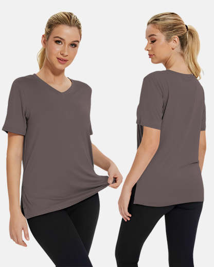 Women's Plus Size Basic Short Sleeve V-Neck T-Shirts