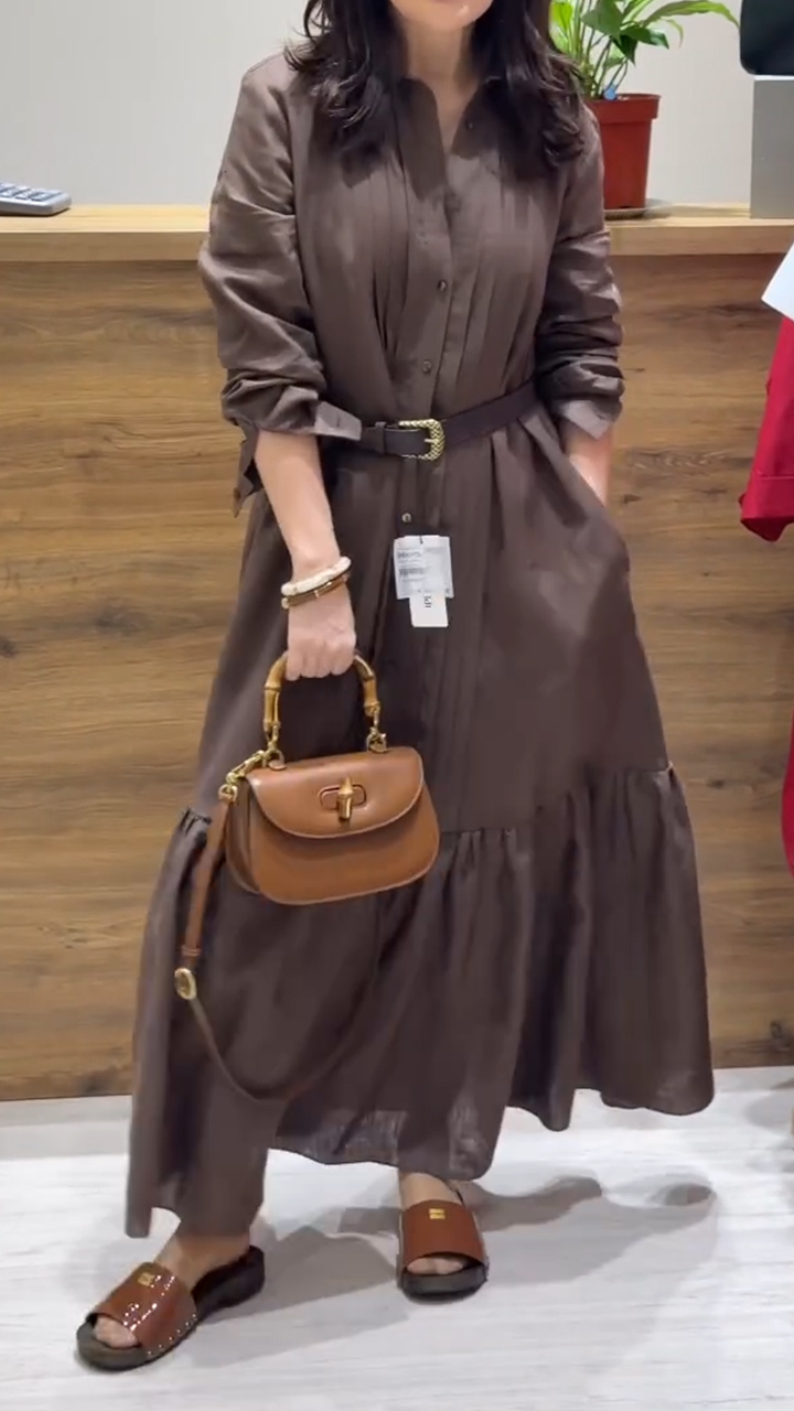 Women's Lapel Collar Splicing Dress | Casual Style Shift Dress with Contrast Details