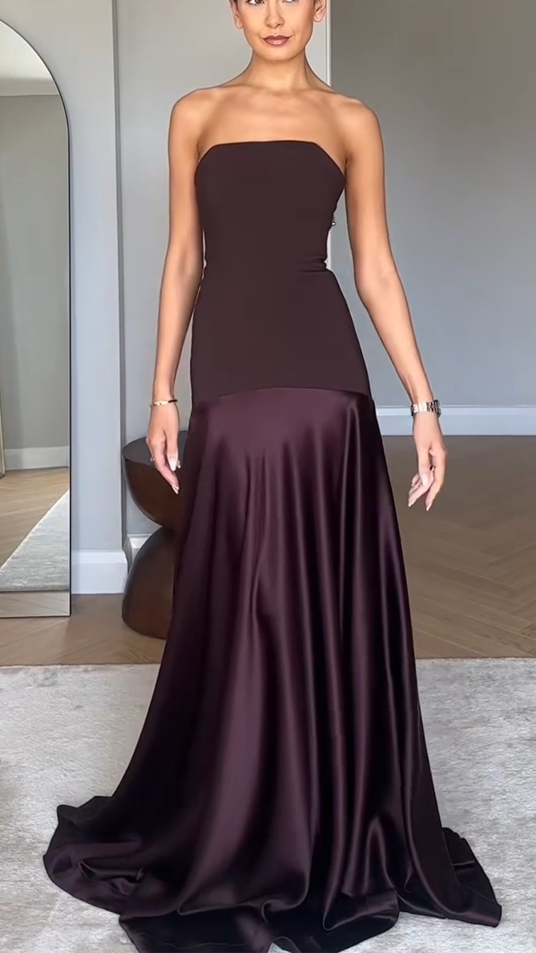 Ladies' Strapless Patchwork Elegant Evening Dress