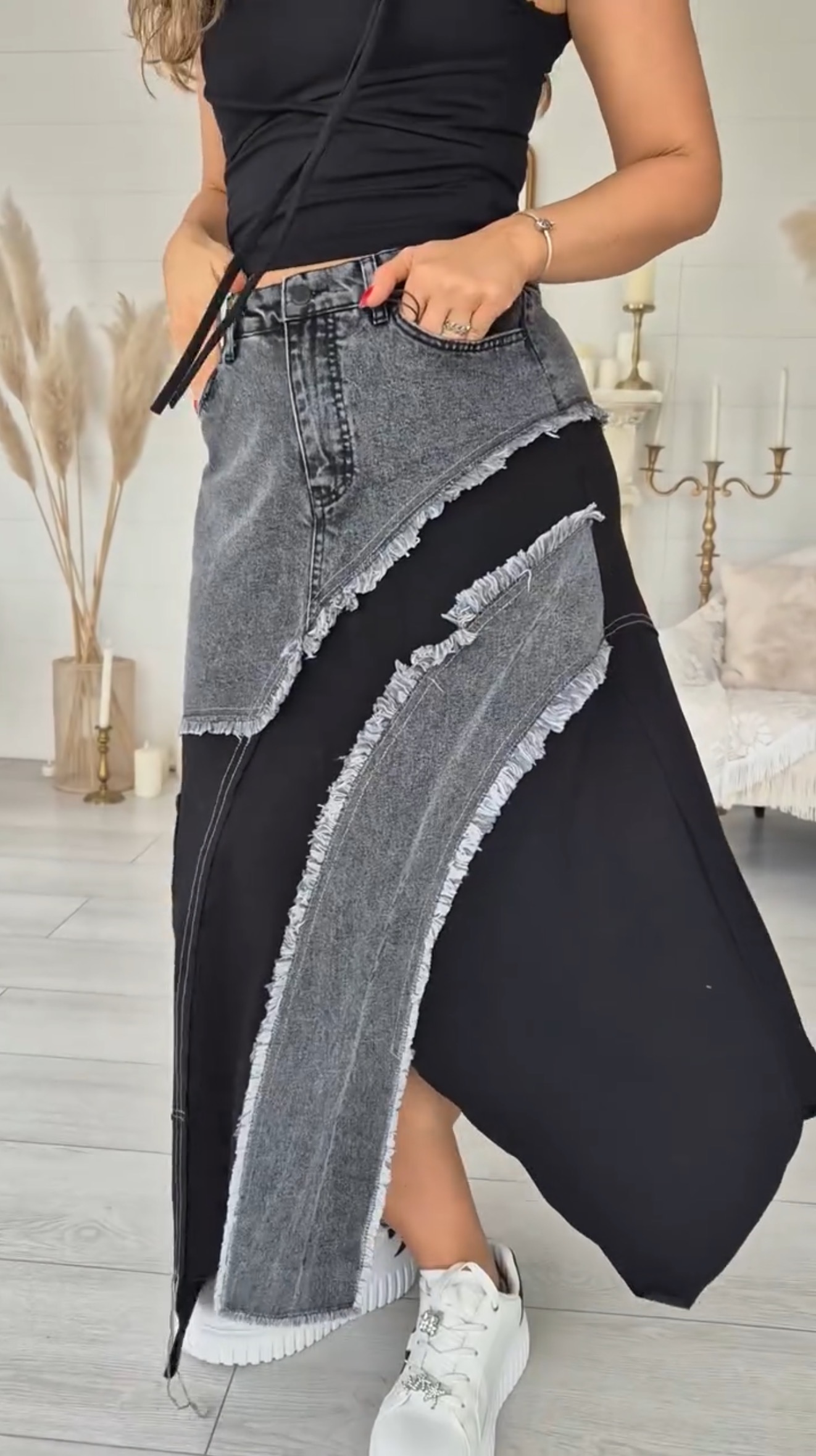 Women's Chic Fringe Patchwork Casual Personality Skirt