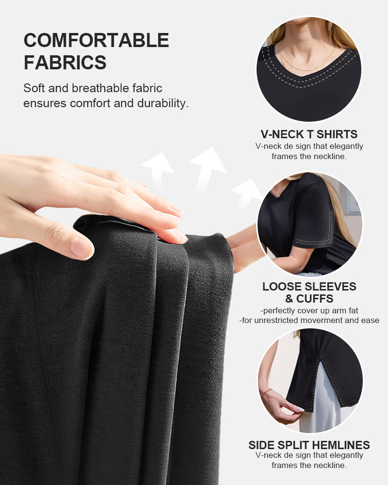 Women's Plus Size Basic Short Sleeve V-Neck T-Shirts