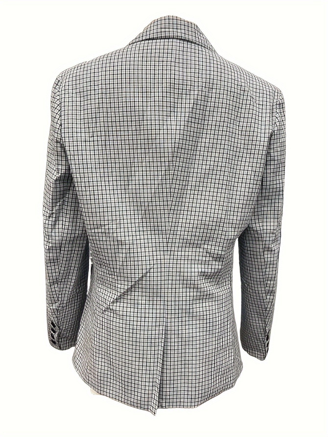 Mens Classic Plaid Linen Single Breasted Blazer Jacket - Lapel Collar, Button Front, Slim Fit