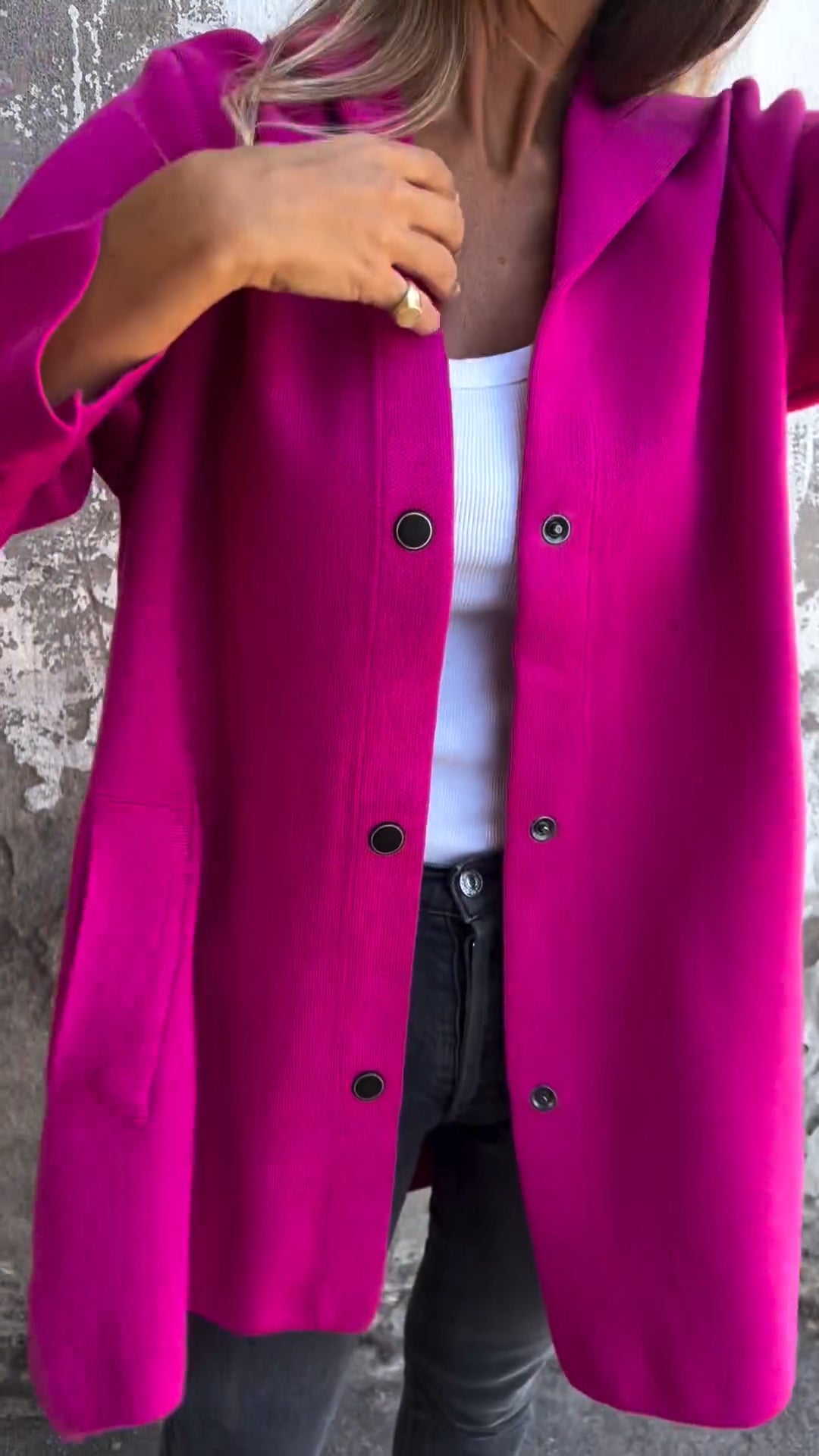 Women's Single Breasted Hooded Jacket | Casual Button Front Coat