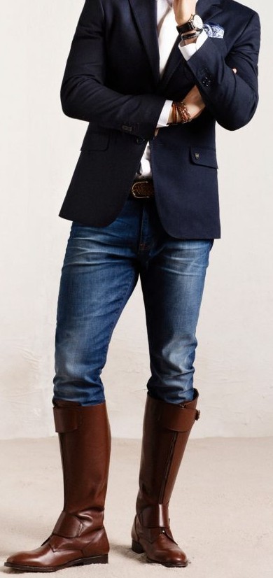 MEN'S RETRO BUCKLE FRONT ZIPPER KNIGHT BOOTS 90871046S