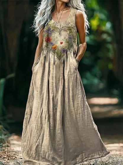 Women's Floral Heart Art V-Neck Casual T-Shirt