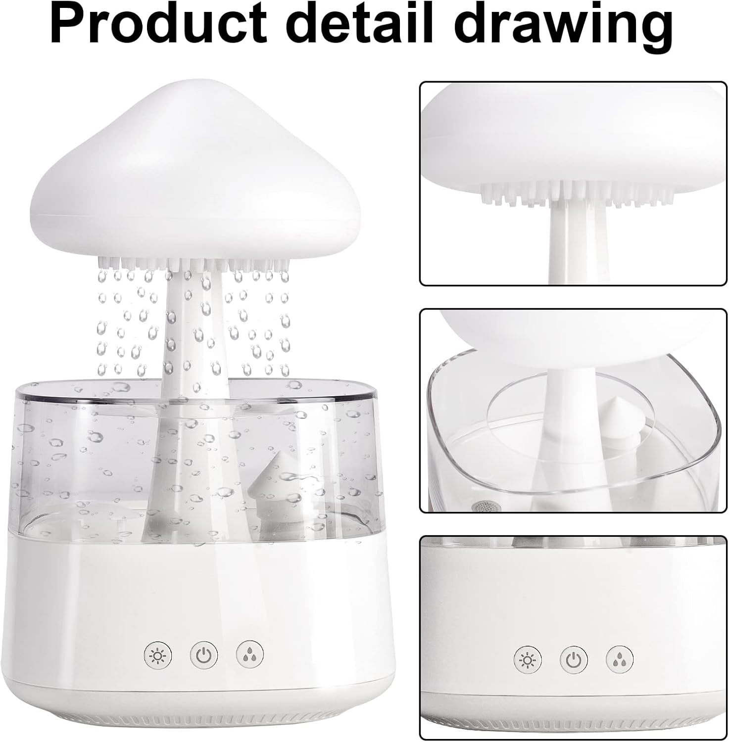 Rain Cloud Humidifier for Bedroom Water Drip Diffuser, Mushroom Diffuser