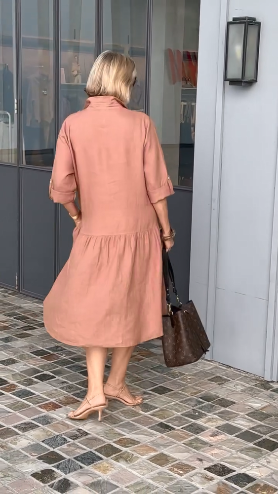 Women's Cotton Linen Casual Dress | Breathable Summer Midi Dress