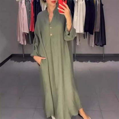 Ruocoo - Women's long shirt dress with pockets