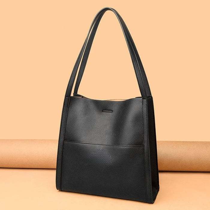 ⏰Solid color genuine leather shoulder bag
