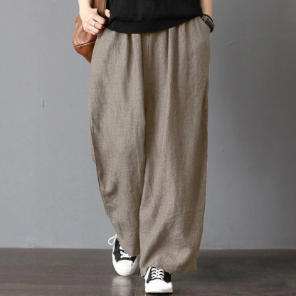 Vintage Elastic Waist Drawstring Pocket Loose Pants