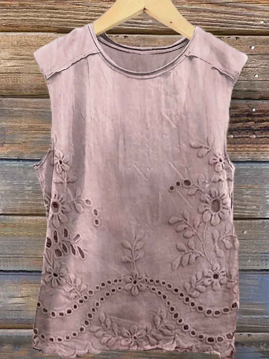 Women's Vintage Floral Texture Patterns Print V-neck Casual T-Shirt