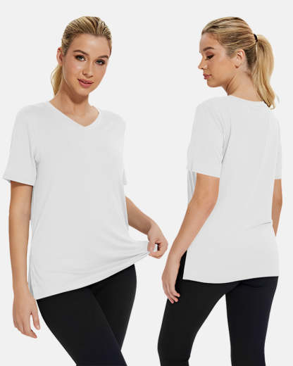 Women's Plus Size Basic Short Sleeve V-Neck T-Shirts