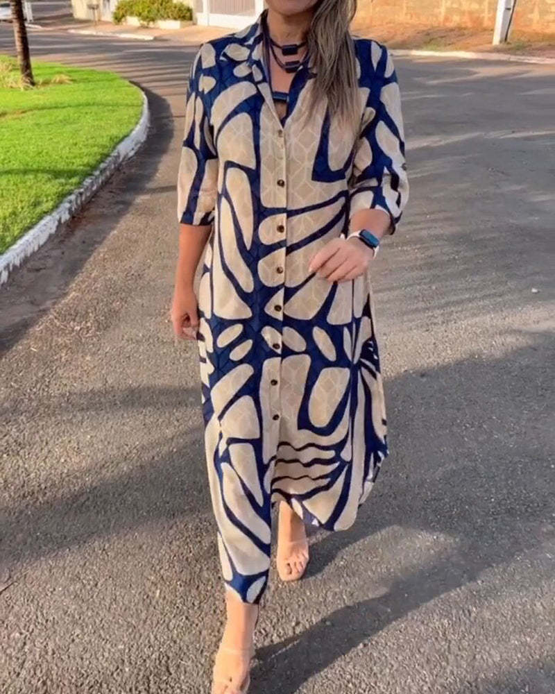 Fashion print shirt dress