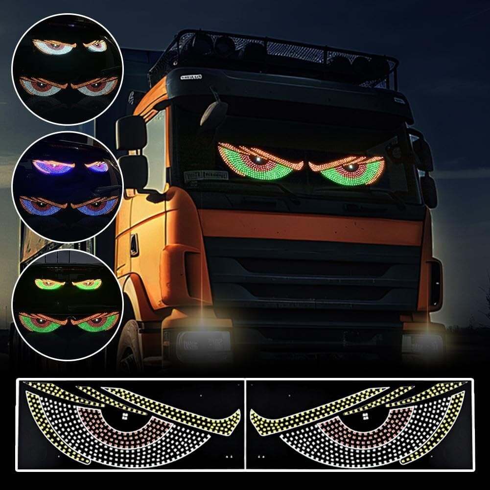 USB Dynamic Big Devil Eyes Light for Cars, Devil Eyes Light for Car Windshield, Flexible Dynamic LED Car Devil's Eyes Window Screen LED Display for Car Truck Window 