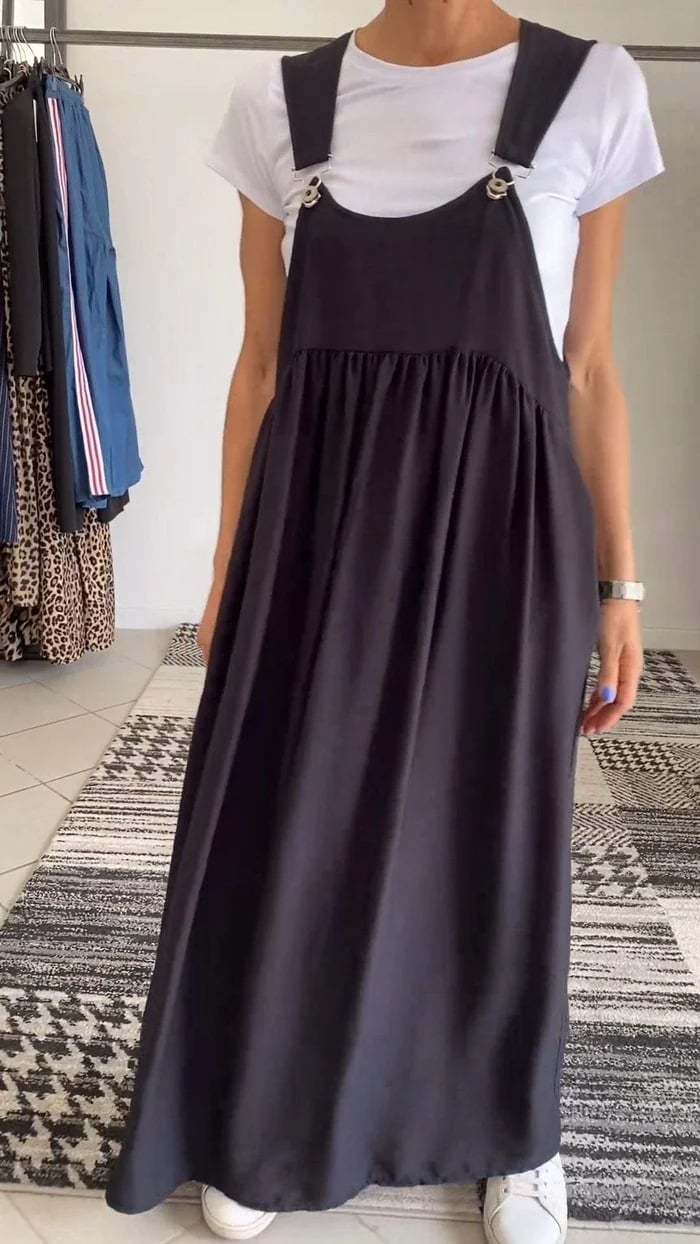 Relaxed Fit Cotton and Linen Suspender Dress (Buy 2 get 10% OFF|Buy 3 